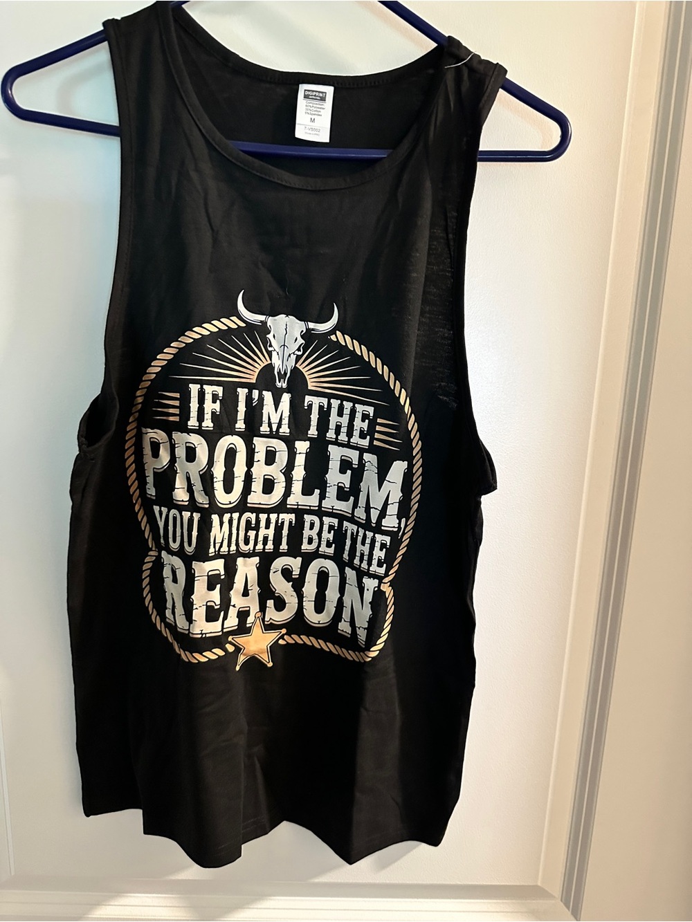 Black Graphic Tank Top with Western Print - Unisex